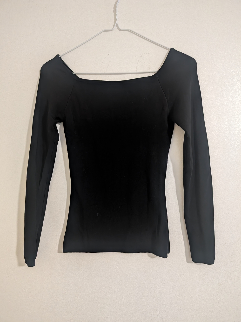 Forever 21 Black Square Neck Long Sleeve Top Fitted Ribbed Knit Clean Girl